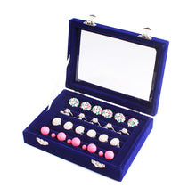 Load image into Gallery viewer, New Velvet Glass Jewelry Box Ring Earring Display Organizer Holder Storage Show Case