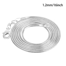 Load image into Gallery viewer, 925 Sterling Silver Plated 1.2mm DIY Snake Chain Charms Link Necklace for Jewelry Making 16-24 inch