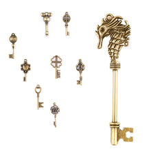 Load image into Gallery viewer, 69Pcs Antique Vintage Bronze Skeleton Key Charms Set DIY Necklace Pendant Jewelry Handmade Making