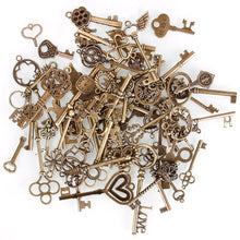 Load image into Gallery viewer, 69Pcs Antique Vintage Bronze Skeleton Key Charms Set DIY Necklace Pendant Jewelry Handmade Making