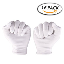 Load image into Gallery viewer, 1 Pair White Cotton Soft Gloves Coin Jewelry Silver Inspection Work Gloves 8.5"