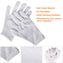 Load image into Gallery viewer, 1 Pair White Cotton Soft Gloves Coin Jewelry Silver Inspection Work Gloves 8.5"