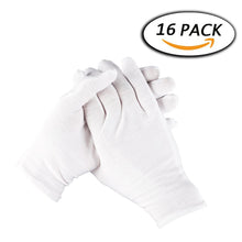 Load image into Gallery viewer, 1 Pair White Cotton Soft Gloves Coin Jewelry Silver Inspection Work Gloves 8.5"