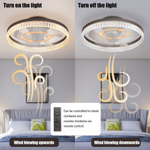 Load image into Gallery viewer, Ceiling Fans with Lights, Minimalist Ring Led Chandelier Fan with Remote Control Modern Ceiling Lamp for Bedroom Nursery Living Room