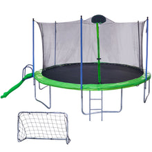 Load image into Gallery viewer, 16FT Trampoline with Slide , Outdoor Trampoline for Kids and Adults with Enclosure Net and Ladder,football goal,backboard