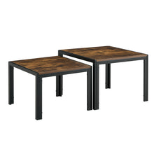 Load image into Gallery viewer, Nesting Coffee Table Set of 2, Square Modern Stacking Table with Wood Finish for Living Room,Rustic Brown