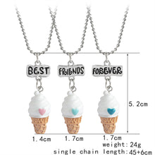 Load image into Gallery viewer, 3Pcs/Set Ice-cream Pendant Best Friend Necklace Friendship Mini kawaii Jewelry BFF Gift