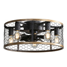 Load image into Gallery viewer, 20 Inch Industrial Caged Ceiling Fan, With 7-ABS Blades Remote Control Reversible DC Motor, Small Flush Mount Ceiling Fan For Farmhouse
