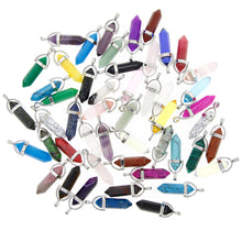 Load image into Gallery viewer, 50 Pcs Bullet Shape Healing Pointed Chakra Gemstone Pendants Quartz Crystal Stone Charm for Necklace Making