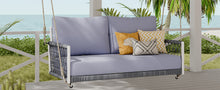 Load image into Gallery viewer, TREXM 1-Piece Woven Rope Outdoor Swing Sofa with Soft Cushions Seating 2 for Patio, Courtyard and Balcony (Light Grey)