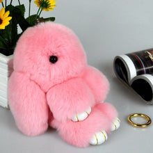 Load image into Gallery viewer, Rabbit Keychain Cute Fluffy Bunny Keychain Faux Rabbit Fur Pompom Key Ring 13cm