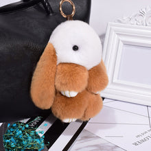 Load image into Gallery viewer, Rabbit Keychain Cute Fluffy Bunny Keychain Faux Rabbit Fur Pompom Key Ring 13cm