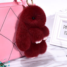 Load image into Gallery viewer, Rabbit Keychain Cute Fluffy Bunny Keychain Faux Rabbit Fur Pompom Key Ring 13cm