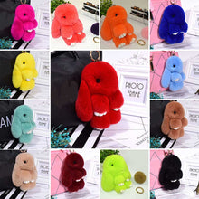 Load image into Gallery viewer, Rabbit Keychain Cute Fluffy Bunny Keychain Faux Rabbit Fur Pompom Key Ring 13cm