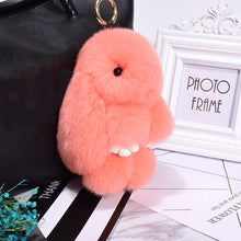 Load image into Gallery viewer, Rabbit Keychain Cute Fluffy Bunny Keychain Faux Rabbit Fur Pompom Key Ring 13cm
