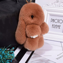 Load image into Gallery viewer, Rabbit Keychain Cute Fluffy Bunny Keychain Faux Rabbit Fur Pompom Key Ring 13cm