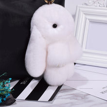 Load image into Gallery viewer, Rabbit Keychain Cute Fluffy Bunny Keychain Faux Rabbit Fur Pompom Key Ring 13cm