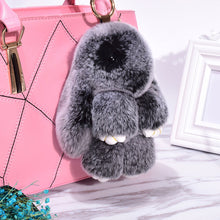 Load image into Gallery viewer, Rabbit Keychain Cute Fluffy Bunny Keychain Faux Rabbit Fur Pompom Key Ring 13cm