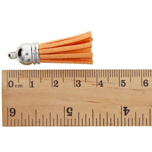 Load image into Gallery viewer, 60 Pieces 30 Colors 40 mm Leather Tassel Pendants Faux Suede Tassel with Caps for Key Chain Straps DIY Accessories