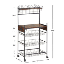 Load image into Gallery viewer, Removable Microwave& Oven Shelf Wire Basket, Kitchen Storage Shelf Rack for Spices, Pots and Pans, Wheels with Anti-skid Locks