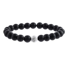 Load image into Gallery viewer, Couples His & Hers Distance 8mm Beads Elastic Bracelet White and Black Natural Stones Jewelry
