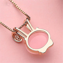 Load image into Gallery viewer, Women High Quality Natural Furong Stone Choker Necklace Pink Crystal Rabbit Pendant Rose Gold Chain Christmas Gift Jewelry