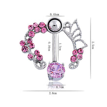 Load image into Gallery viewer, Fashion White Pink Crystal Flower Belly Navel Button Ring Medical Steel Surgical Body Piercing Jewelry