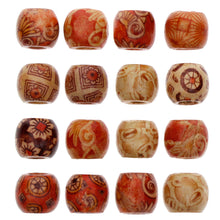 Load image into Gallery viewer, 100Pcs 17mm Mixed Painted Pattern Drum Barrel Wooden Loose Beads for Jewelry Making Hair Accessories Craft