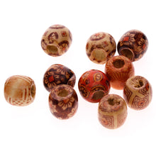 Load image into Gallery viewer, 100Pcs 17mm Mixed Painted Pattern Drum Barrel Wooden Loose Beads for Jewelry Making Hair Accessories Craft