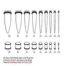 Load image into Gallery viewer, Ear Gauges Stretching Tunnels & Tapers Starter Set - 36pc Gauges Kit 14G-00G