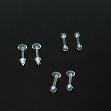Load image into Gallery viewer, 9 Pcs Body Piercing Jewelry Clear Transparent Tongue Barbell Ring Acrylic Labret Piercing Tragus Nose Ring Eyebrow Ring