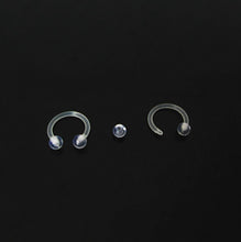 Load image into Gallery viewer, 9 Pcs Body Piercing Jewelry Clear Transparent Tongue Barbell Ring Acrylic Labret Piercing Tragus Nose Ring Eyebrow Ring