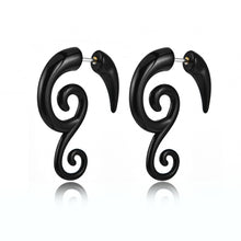 Load image into Gallery viewer, 1 Pair Black Acrylic Spiral Gauge Ear Plug Fake Stretcher Flesh Earrings Piercing Jewelry