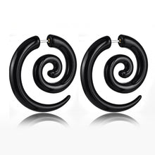 Load image into Gallery viewer, 1 Pair Black Acrylic Spiral Gauge Ear Plug Fake Stretcher Flesh Earrings Piercing Jewelry