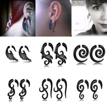 Load image into Gallery viewer, 1 Pair Black Acrylic Spiral Gauge Ear Plug Fake Stretcher Flesh Earrings Piercing Jewelry