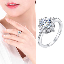 Load image into Gallery viewer, Big Shinning Diamond Zircon Crystal Ring Natural Gemstone White Sapphire Birthstone Bride Engagement Wedding Ring