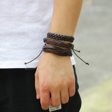 Load image into Gallery viewer, 6 Pcs/Set Men's Women's Vintage Brown PU Leather Bracelets Weaved Wristband Wrap Bangle Fashion Jewelry Gift