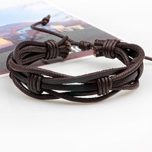 Load image into Gallery viewer, 6 Pcs/Set Men's Women's Vintage Brown PU Leather Bracelets Weaved Wristband Wrap Bangle Fashion Jewelry Gift
