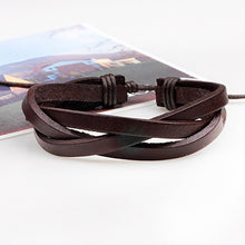 Load image into Gallery viewer, 6 Pcs/Set Men's Women's Vintage Brown PU Leather Bracelets Weaved Wristband Wrap Bangle Fashion Jewelry Gift