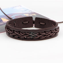 Load image into Gallery viewer, 6 Pcs/Set Men's Women's Vintage Brown PU Leather Bracelets Weaved Wristband Wrap Bangle Fashion Jewelry Gift