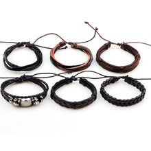 Load image into Gallery viewer, 6 Pcs/Set Men's Women's Vintage PU Leather Bracelets Weaved Wristband Wrap Bangle Fashion Jewelry Gift