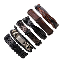 Load image into Gallery viewer, 6 Pcs/Set Men's Women's Vintage PU Leather Bracelets Weaved Wristband Wrap Bangle Fashion Jewelry Gift