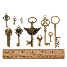 Load image into Gallery viewer, 100 Pcs Antique Bronze Assorted Key Theme Charms Pendants Set for DIY Necklace Jewelry Handmade Making Accessaries