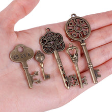 Load image into Gallery viewer, 100 Pcs Antique Bronze Assorted Key Theme Charms Pendants Set for DIY Necklace Jewelry Handmade Making Accessaries