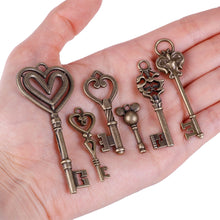 Load image into Gallery viewer, 100 Pcs Antique Bronze Assorted Key Theme Charms Pendants Set for DIY Necklace Jewelry Handmade Making Accessaries