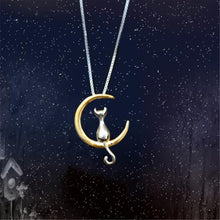 Load image into Gallery viewer, Fashion Fine 925 Silver Cats Moon Pendant Necklace Romantic Alloy Necklaces Women Jewelry Gifts Accessories
