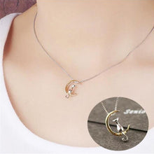 Load image into Gallery viewer, Fashion Fine 925 Silver Cats Moon Pendant Necklace Romantic Alloy Necklaces Women Jewelry Gifts Accessories