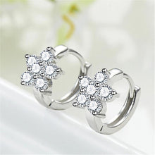 Load image into Gallery viewer, Fashion Women Girl Silver Plated Snowflake Crystal Zircon Ear Hoop Earrings Jewelry Gift