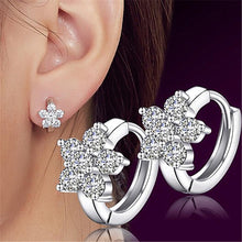Load image into Gallery viewer, Fashion Women Girl Silver Plated Snowflake Crystal Zircon Ear Hoop Earrings Jewelry Gift