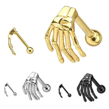 Load image into Gallery viewer, 1 PC Punk Stainless Steel Skeleton Hand Barbell Ear Cartilage Helix Ear Stud Bar Earring Piercing Jewelry